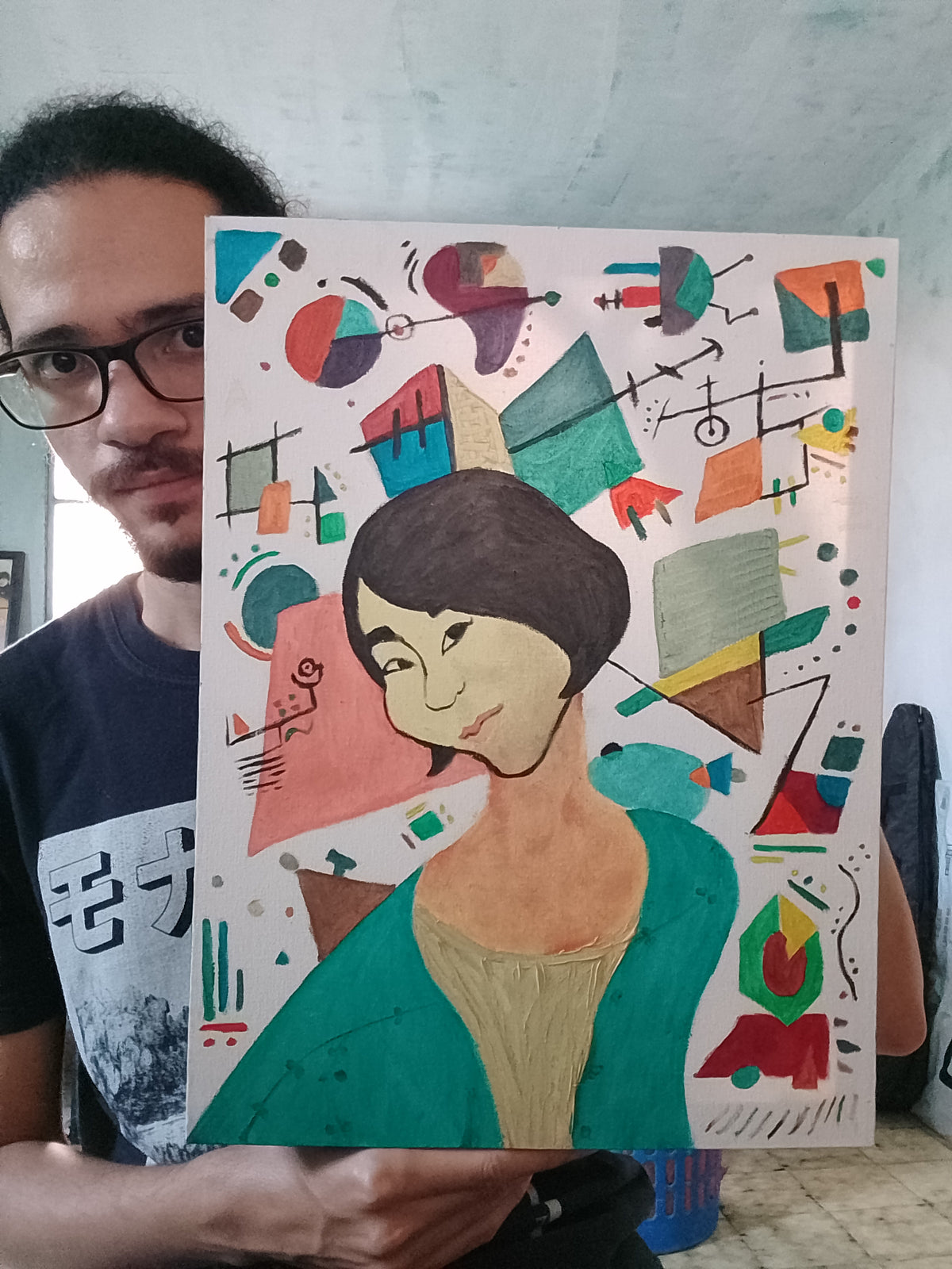 VESTIDA DE VERDE - PINTURA ORIGINAL - ARTE ABSTRATA